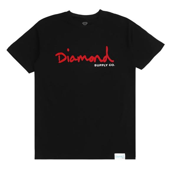 Diamond Supply Co. Men's T-Shirt OG Script Logo Short Sleeve Tee in Black/Red - Picture 1 of 1
